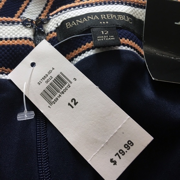 BANANA Republic Rayon Blend Vertical Horizontal Stripe Skirt Stretch Pencil - Picture 8 of 11